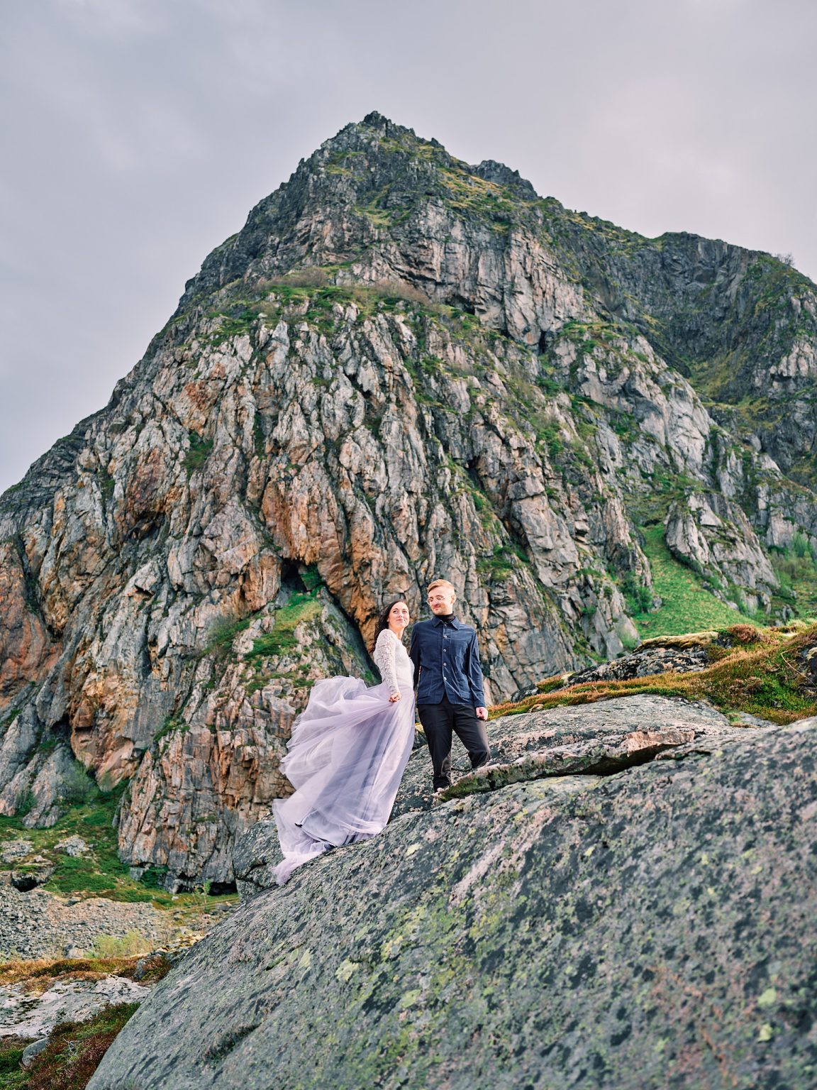 The bride below a sharp Lofoten peak