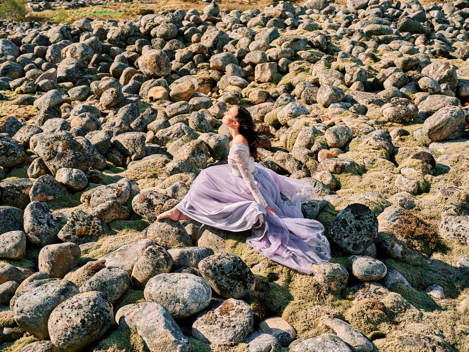 The bride on a Lofoten boulder beach