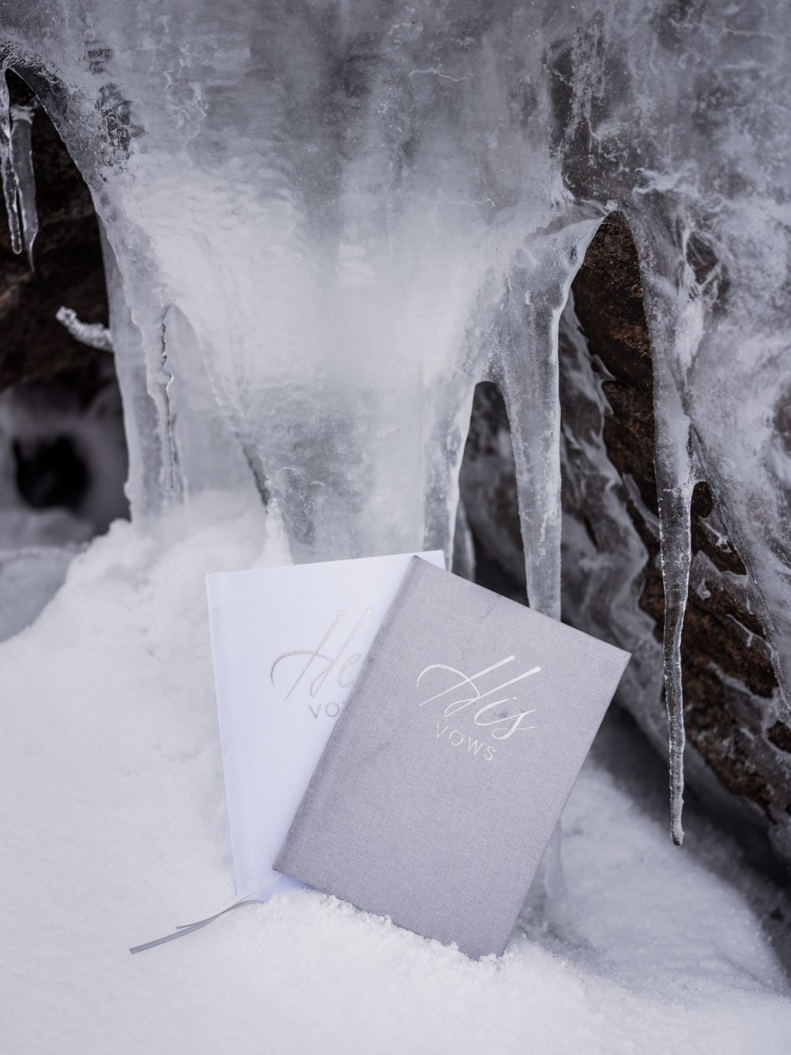 The vow book open on the snow, a Lofoten winter elopement