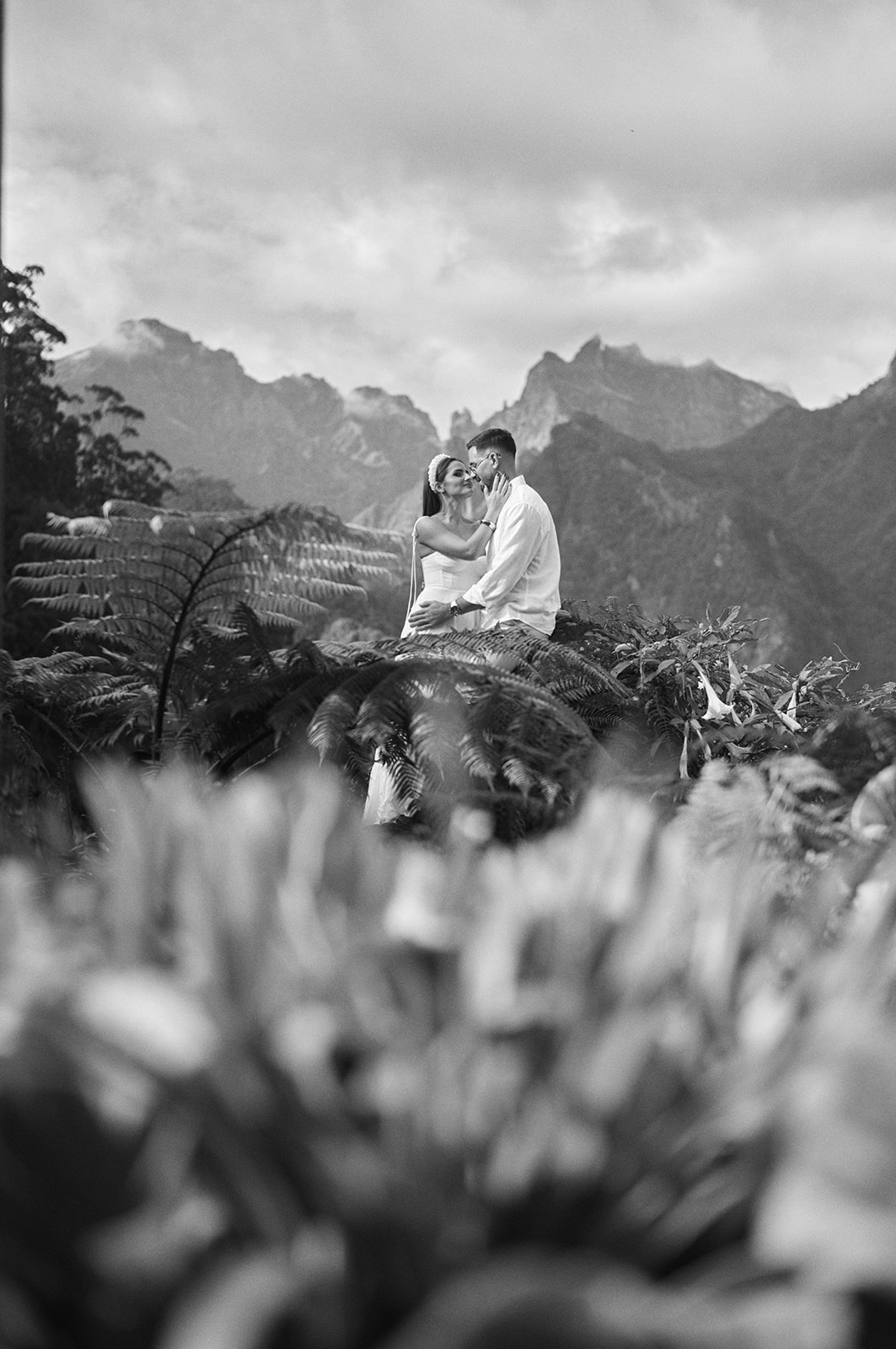 Couple among the laurel trees at Queimadas, Madeira