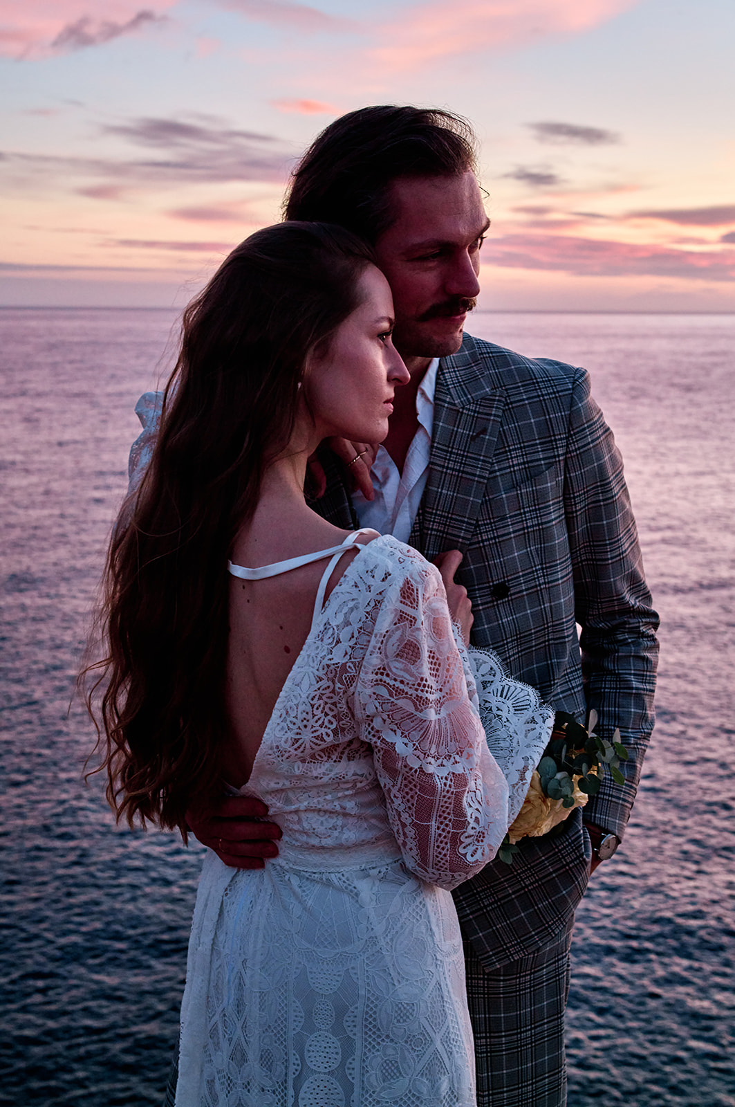 Couple at the Capdepera headland at dawn, Mallorca
