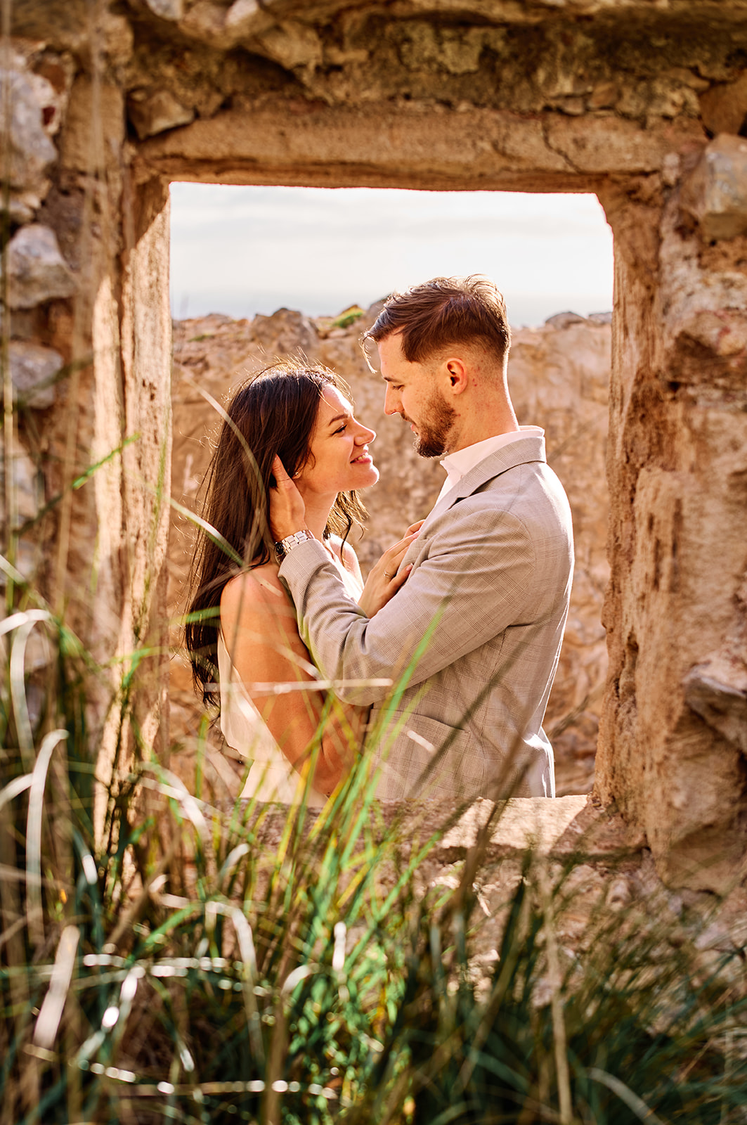 Monika and Lukasz at the Talaia d’Albercutx watchtower at dawn