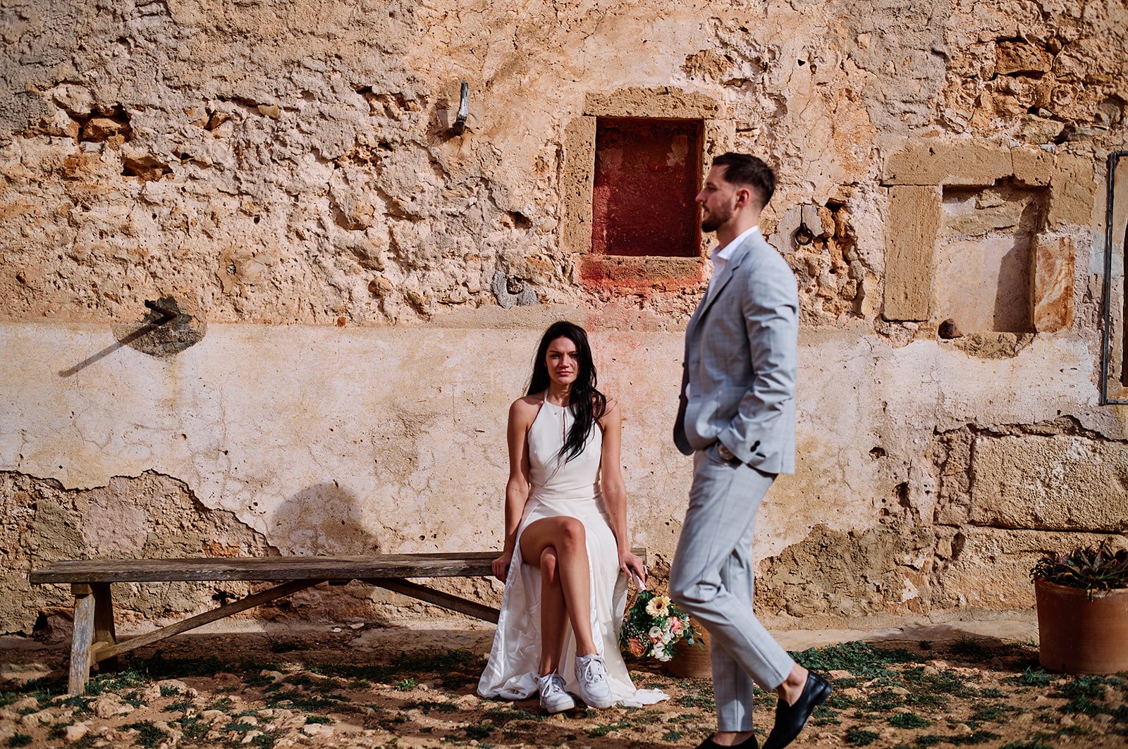 Monika and Lukasz at the Talaia d’Albercutx watchtower at dawn