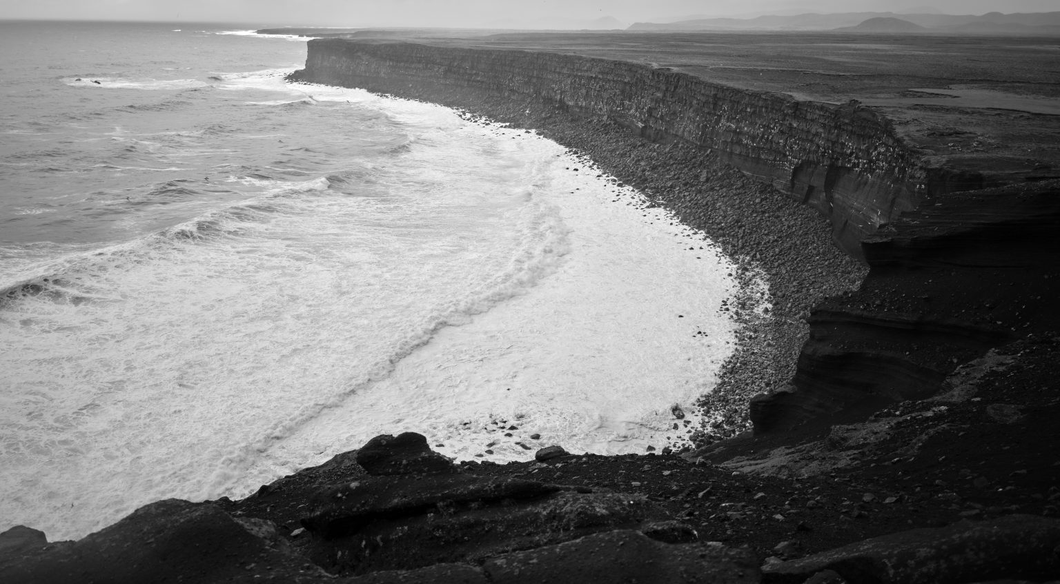 Cliffs dropping into the sea on the Reykjanes coast