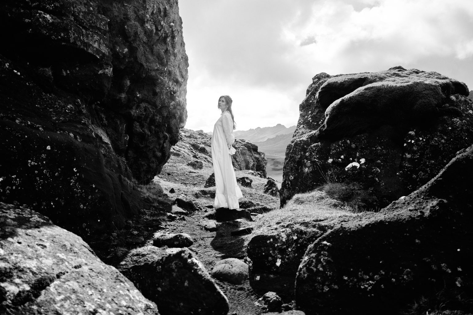 Bride among the crags at Krýsuvík, Iceland