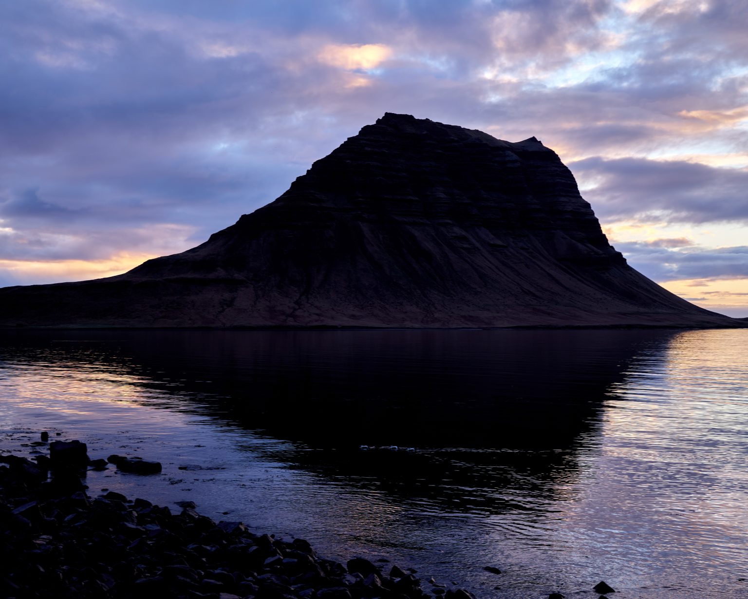 Kirkjufell mountain at sunrise on Anna and Niklas's Snæfellsnes elopement