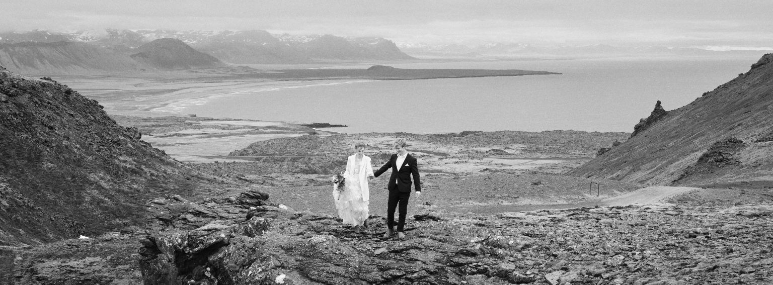 Anna and Niklas above the Snæfellsnes coast at the end of the day