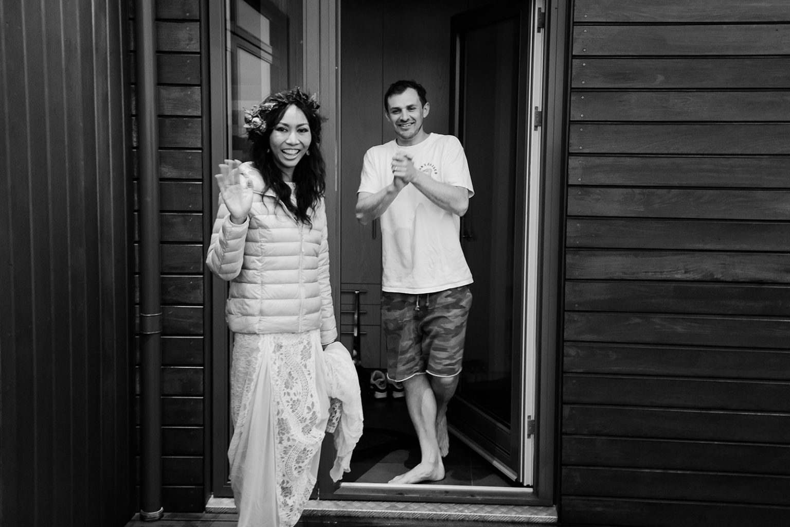 Couple together at the end of their South Iceland elopement day