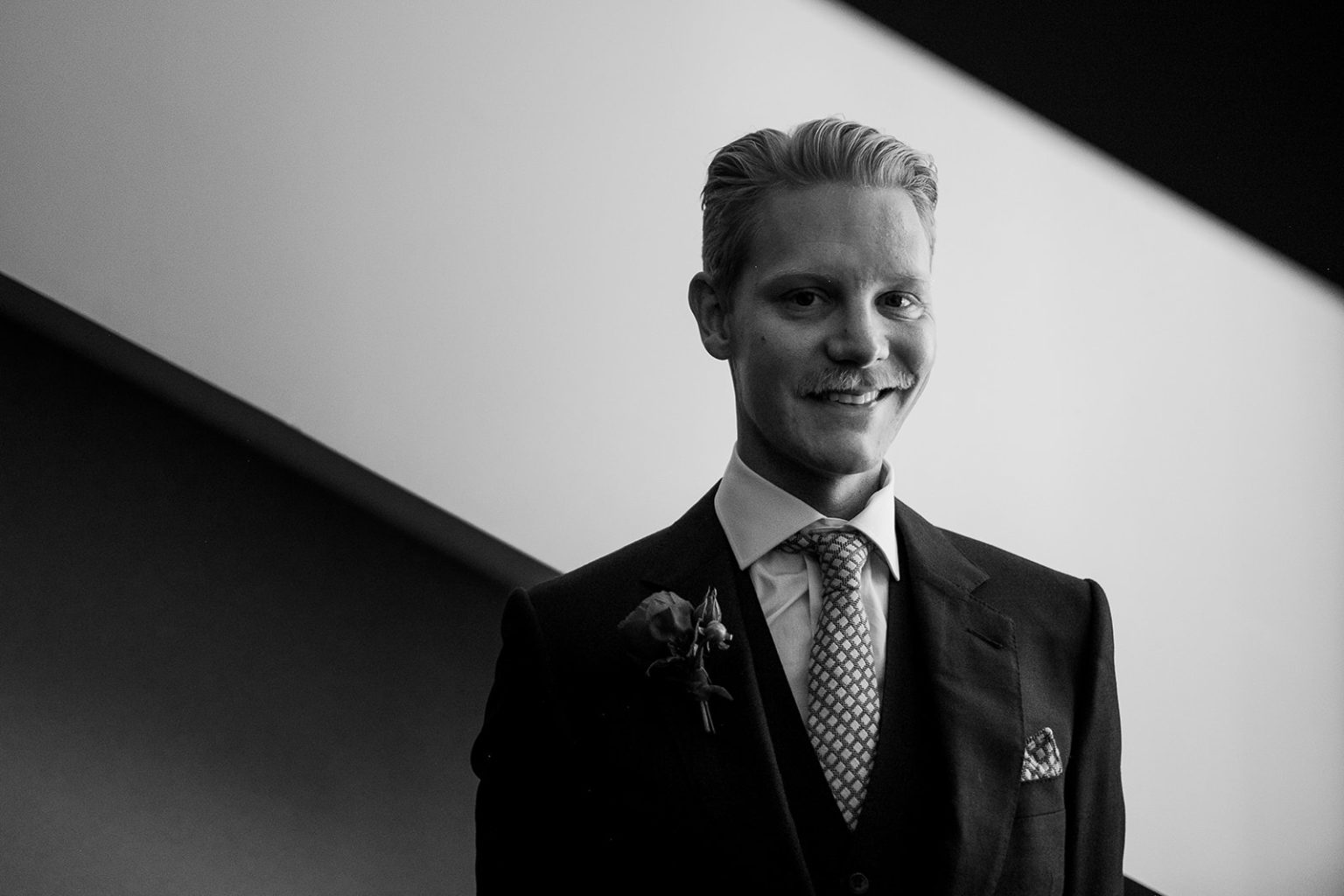 The groom ready before his wedding at the Lydmar Hotel