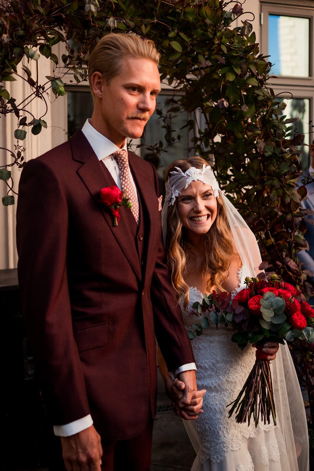 An emotional moment for the bride after the ceremony