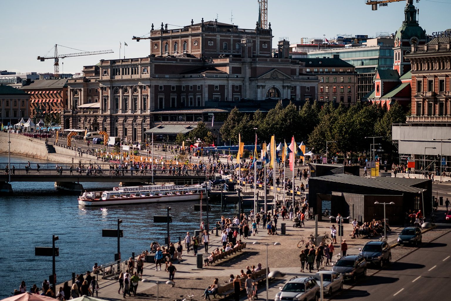 The Stockholm harbour and old town seen from the water