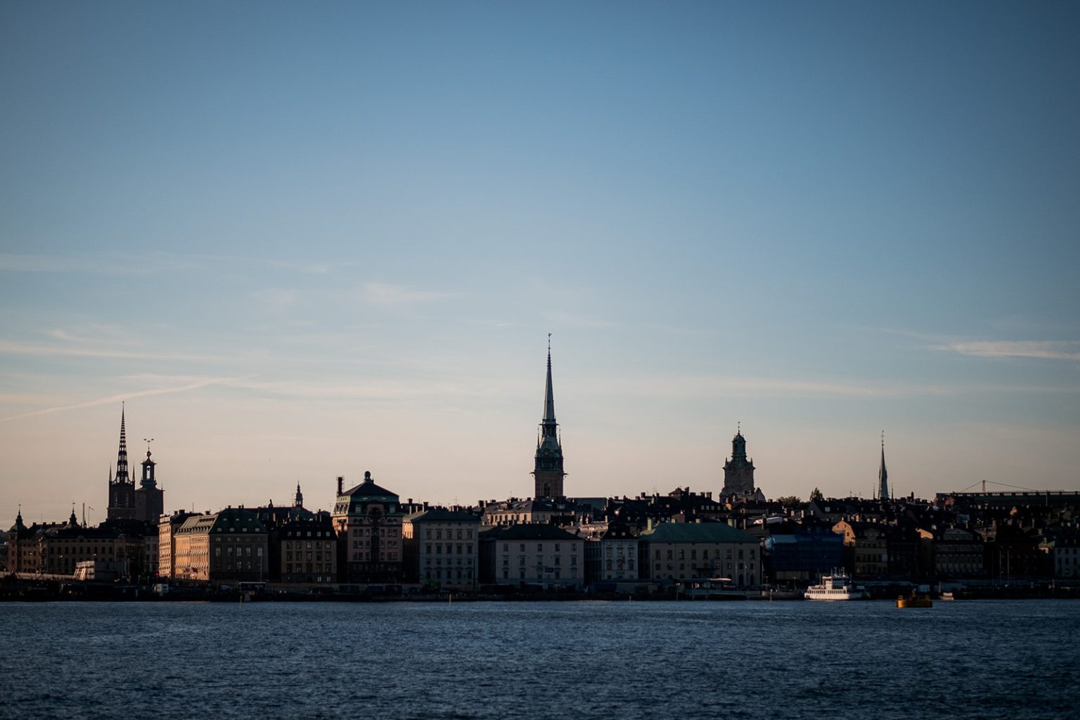 The Stockholm skyline at dusk from Fotografiska