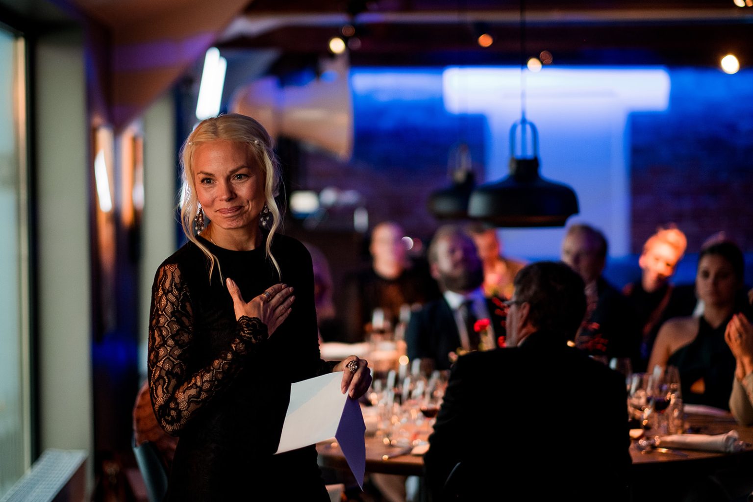 A speech during the reception at Fotografiska