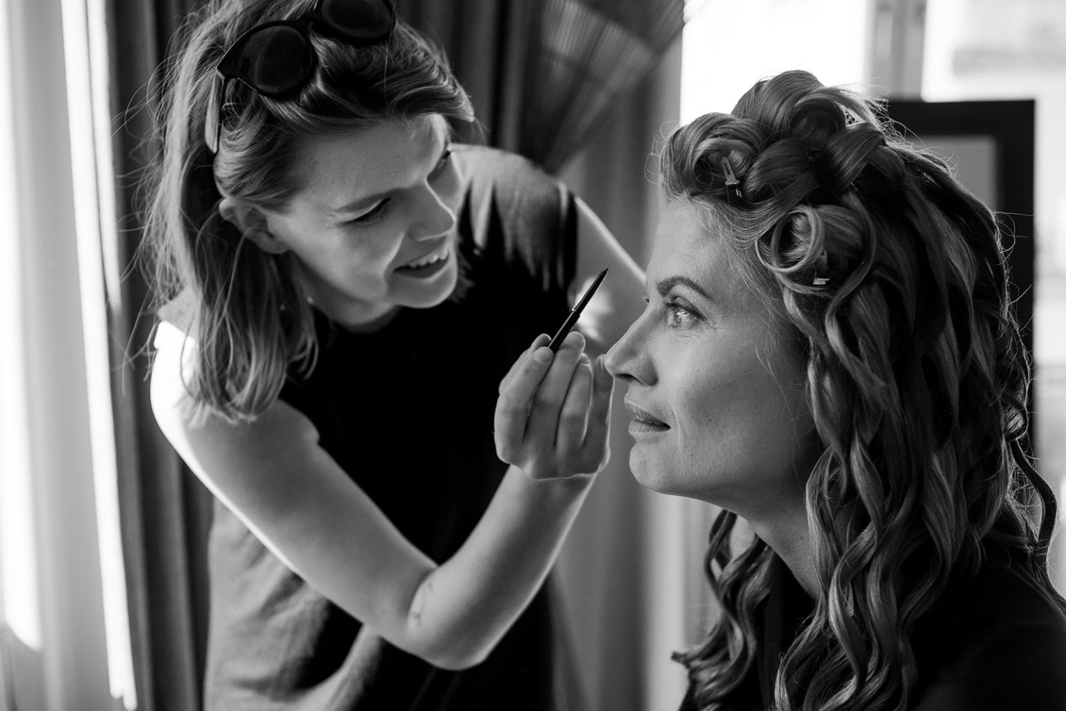 Make-up before a wedding at the Lydmar Hotel, Stockholm