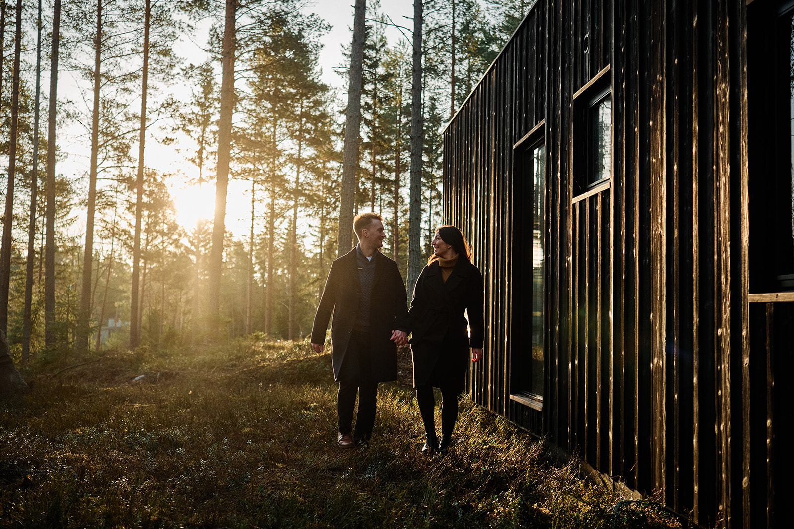 Evelyne and Oskar at the Hop Farm Beach cabin, Söderhamn Sweden