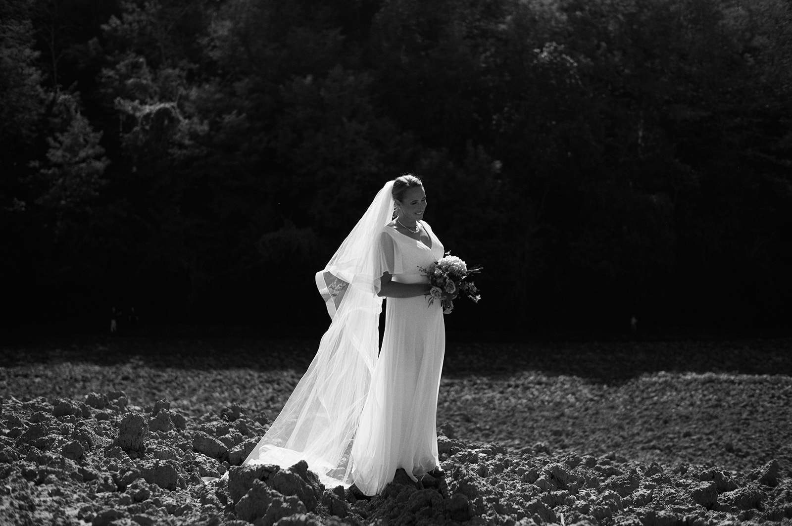 Monica and Marco in Montone, Umbria, in black and white