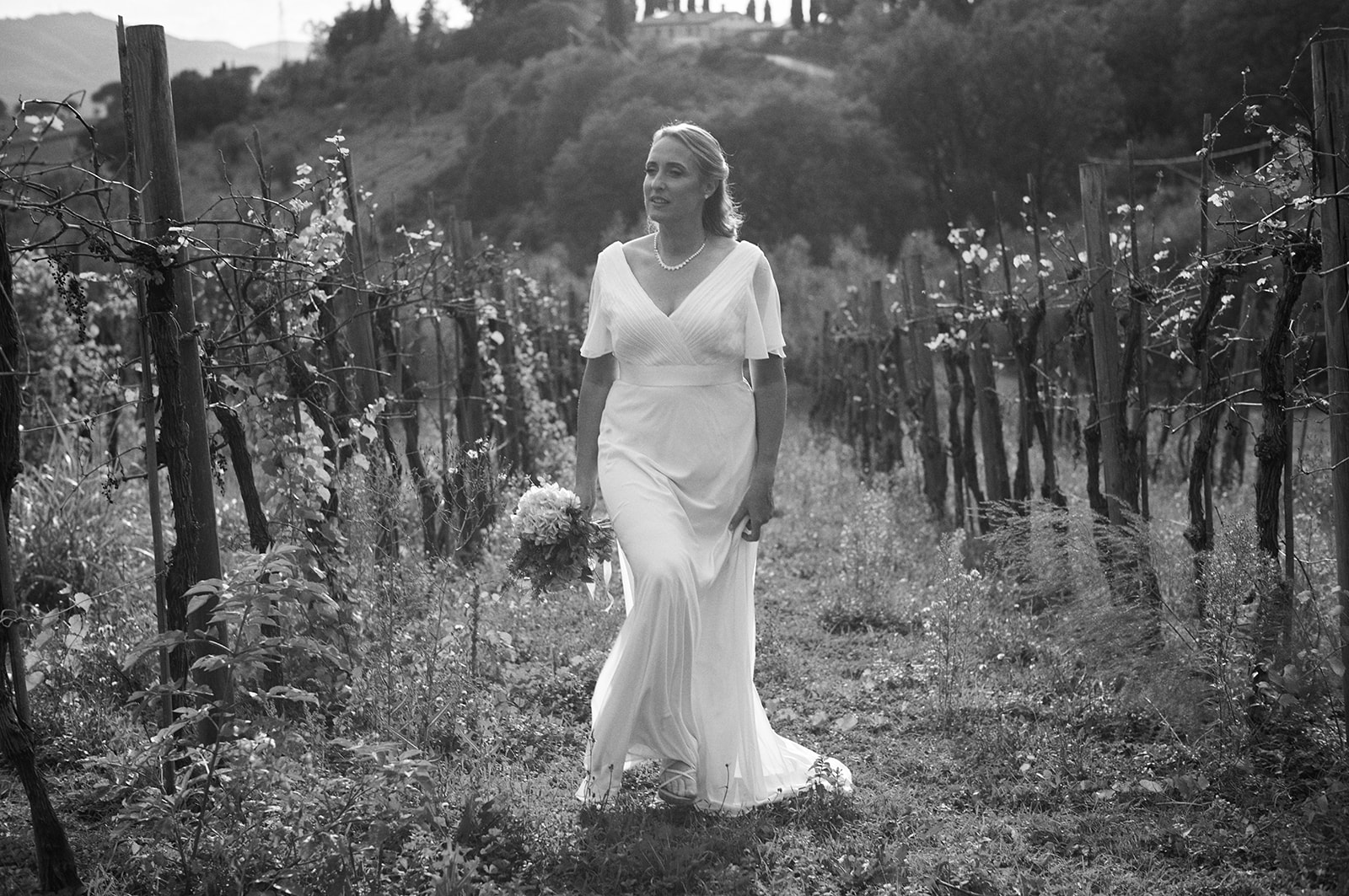 Monica and Marco in Montone, Umbria, in black and white