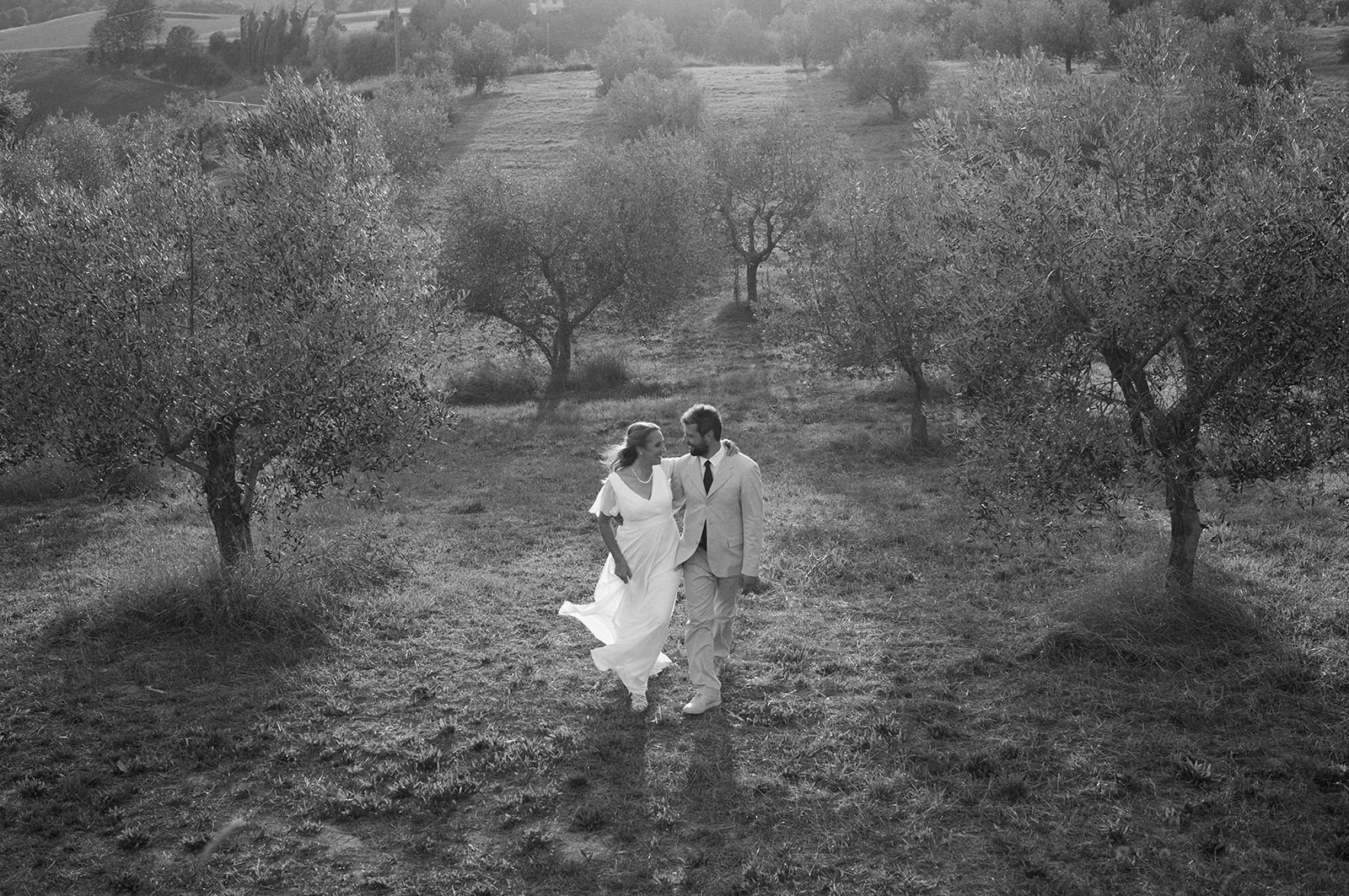 Monica and Marco in the olive groves of Umbria