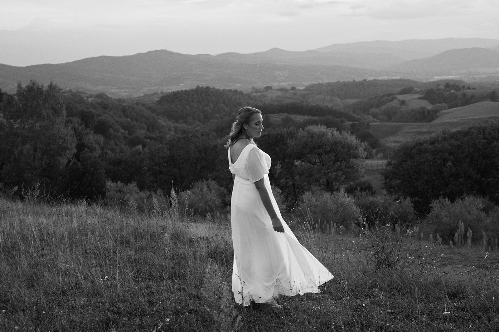 Monica and Marco in Montone, Umbria, in black and white