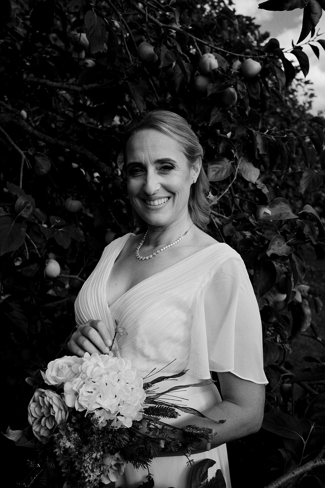 Monica and Marco in Montone, Umbria, in black and white