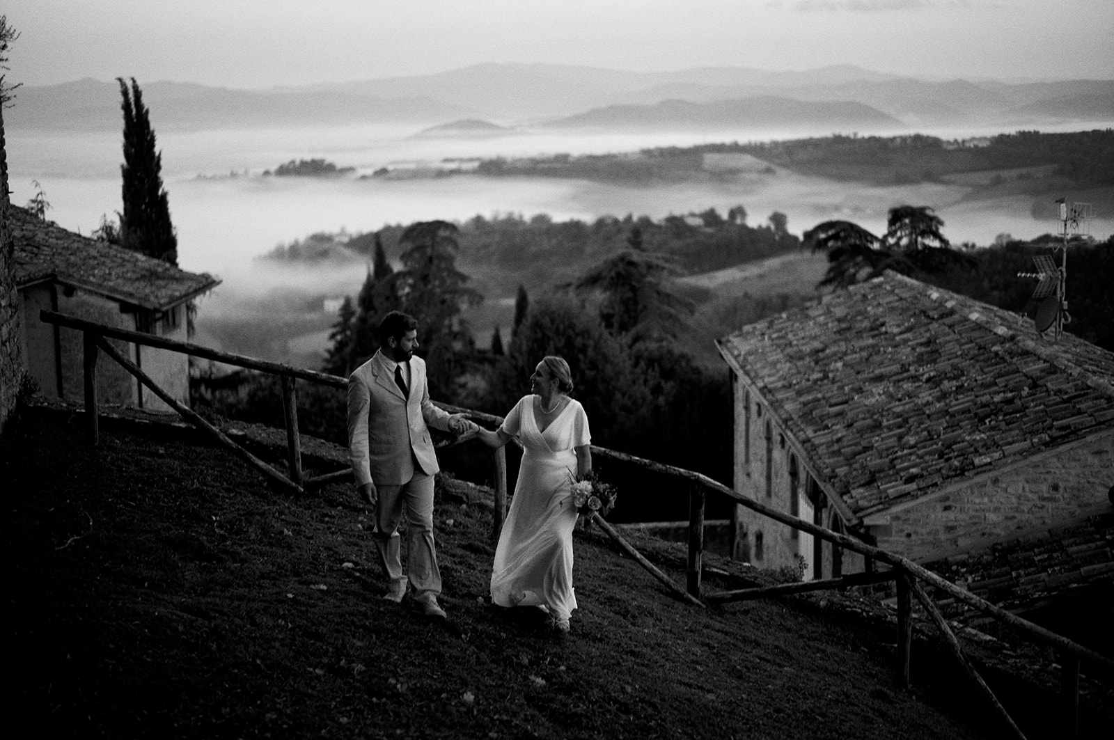 Monica and Marco in the olive groves of Umbria