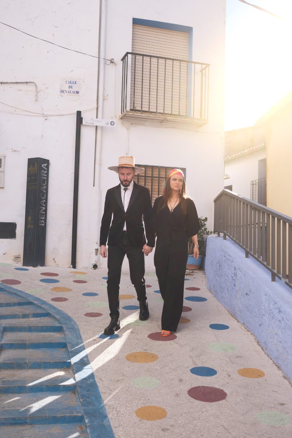 Adriana and Ondrej in a painted lane in Chelva, Valencia, by Nordica