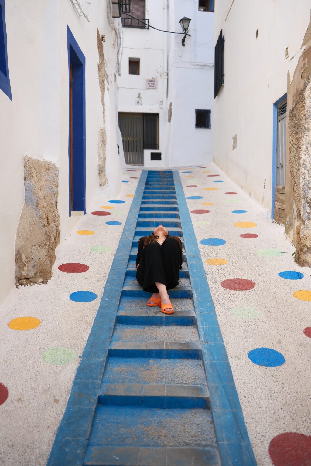 Painted blue staircase in Chelva, Valencia