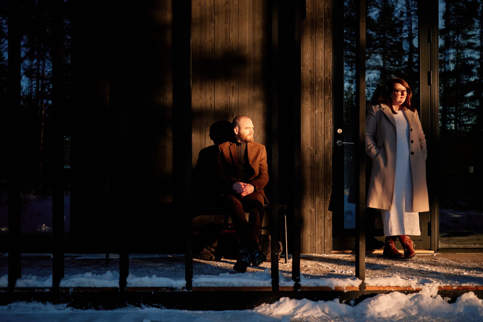 By the cabin in the snow, a winter elopement in Sweden