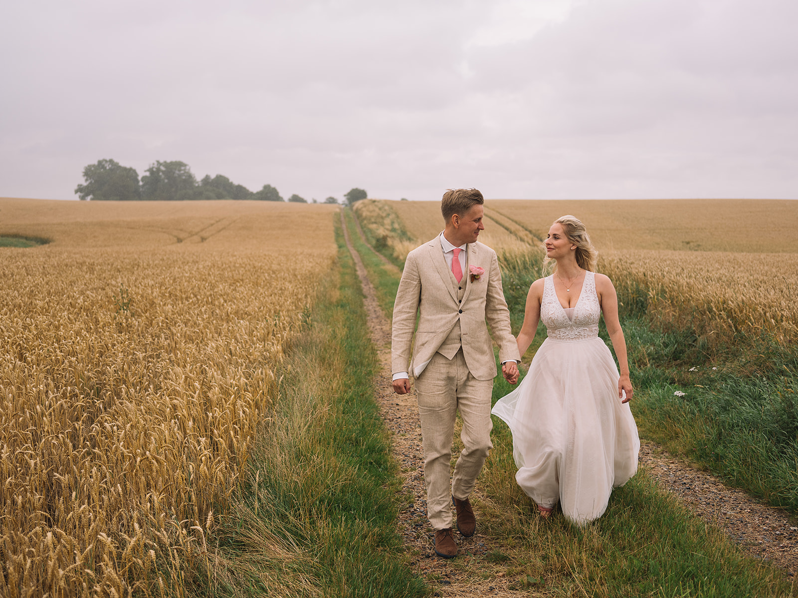 Wedding portraits in a Skåne wheat field