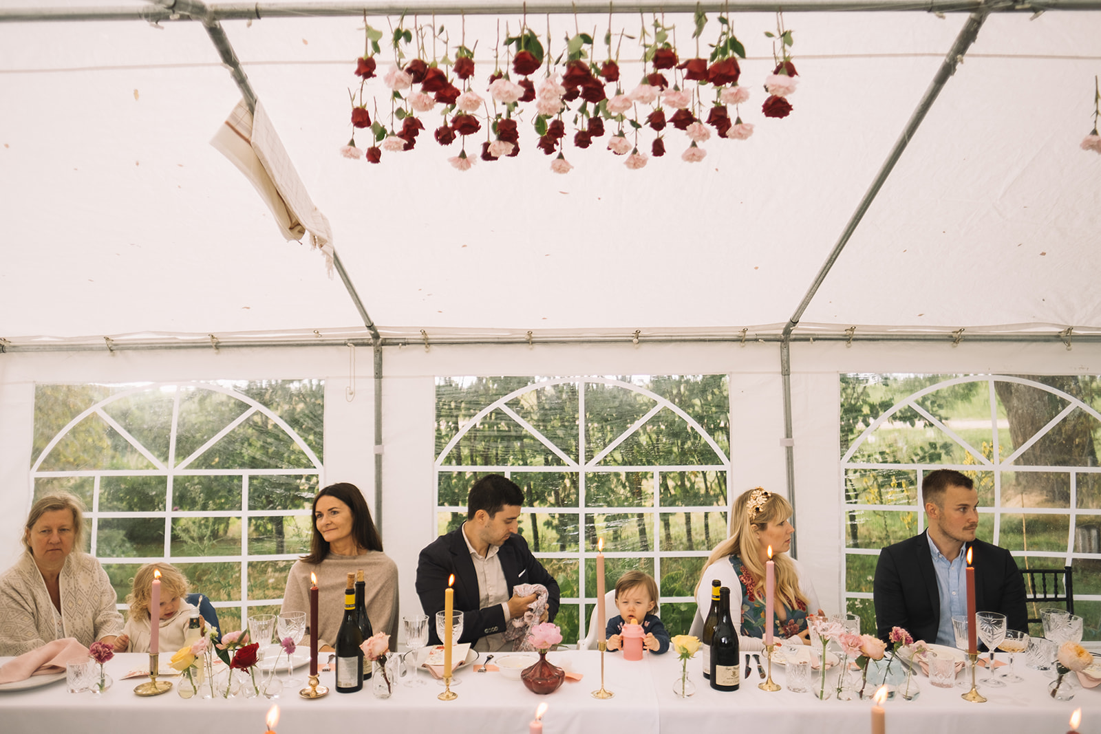 Dinner under the marquee in the garden