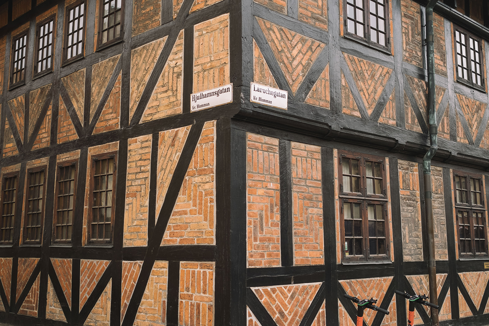 Half-timbered buildings in central Malmö