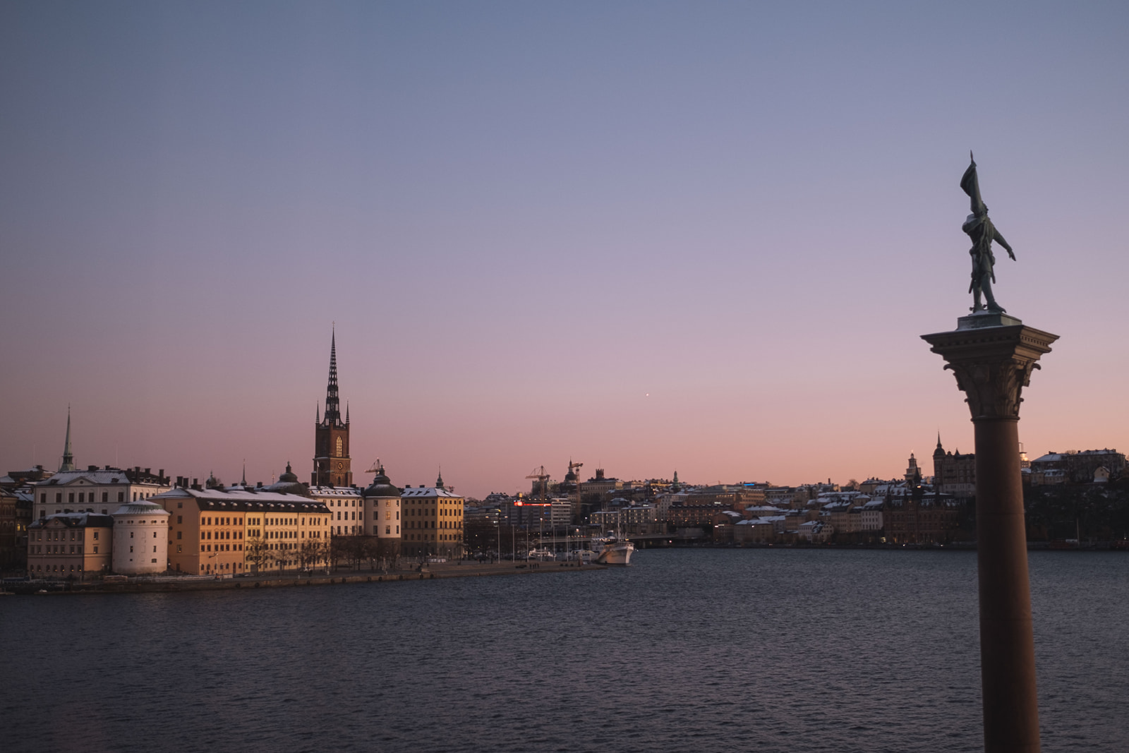 Riddarfjärden at dusk from the Stockholm City Hall terrace