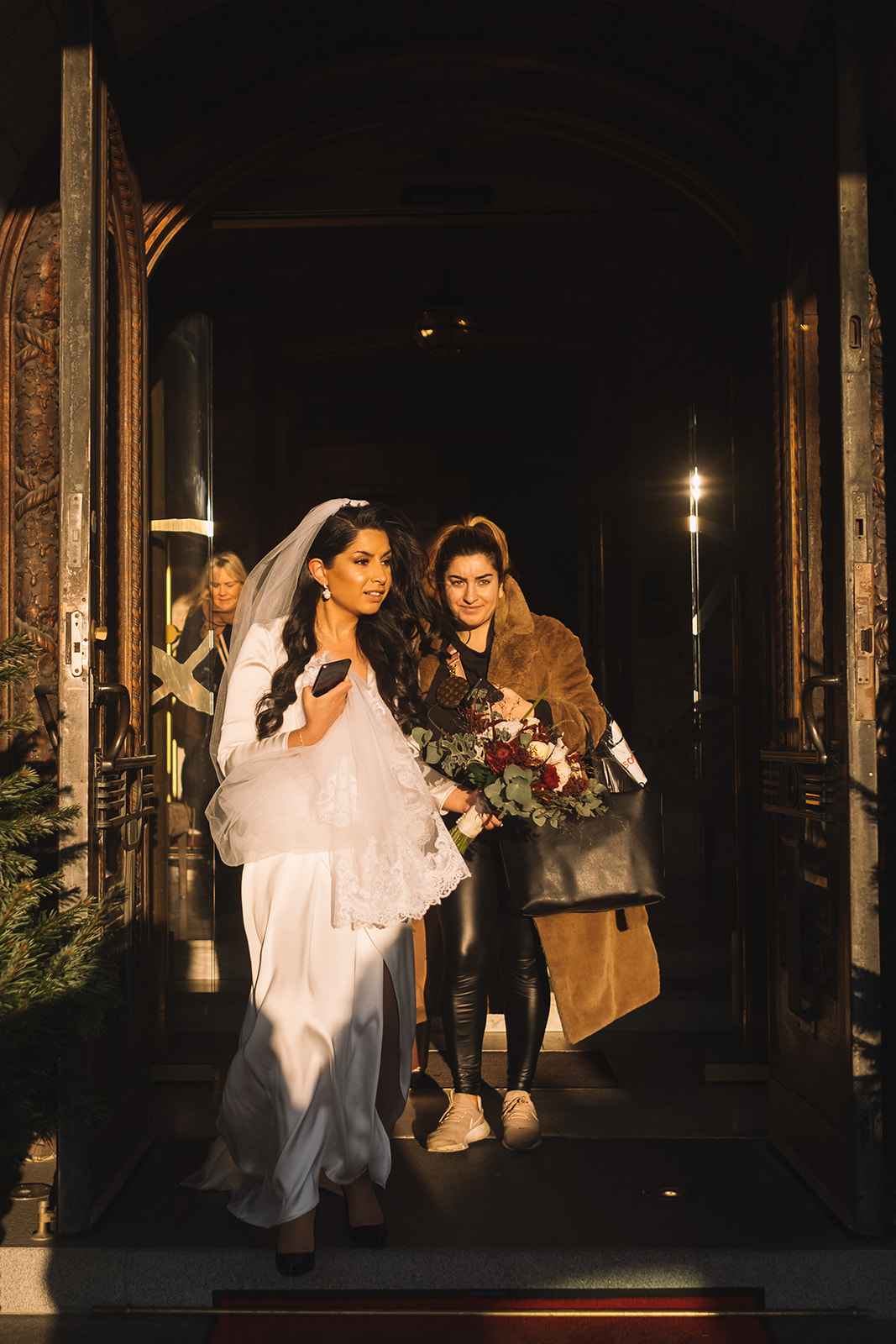 The bride in a doorway on Strandvägen