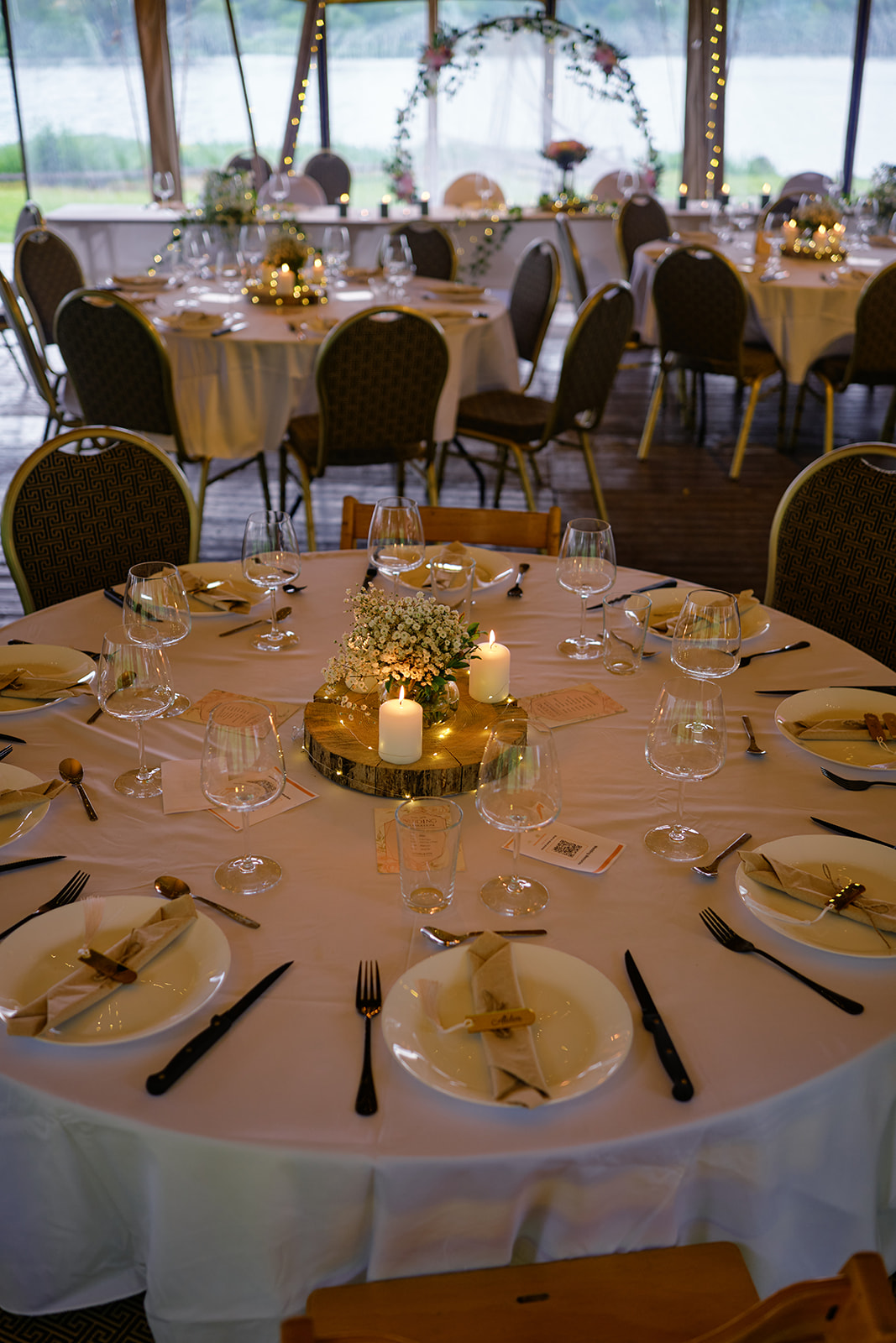 The dinner tables laid under the tipi at Gysinge Herrg&aring;rd