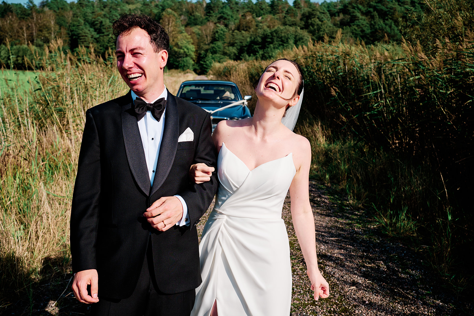 Viktoria and Paul laughing on the walk back to the car